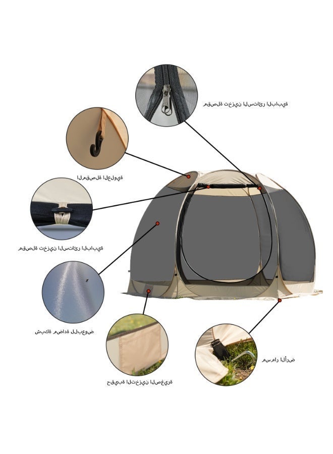 PAKICETUS 4-6 Person Pop-Up Camping Tent with Mosquito Netting, 3-in-1 Gazebo Canopy with Detachable Sunshade, Outdoor Sun Shelter for Camping, Garden & Backyard - Image 2